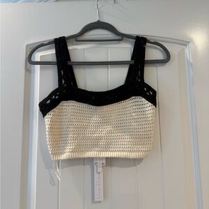 House of Harlow 1960 Black and Cream Crochet Top